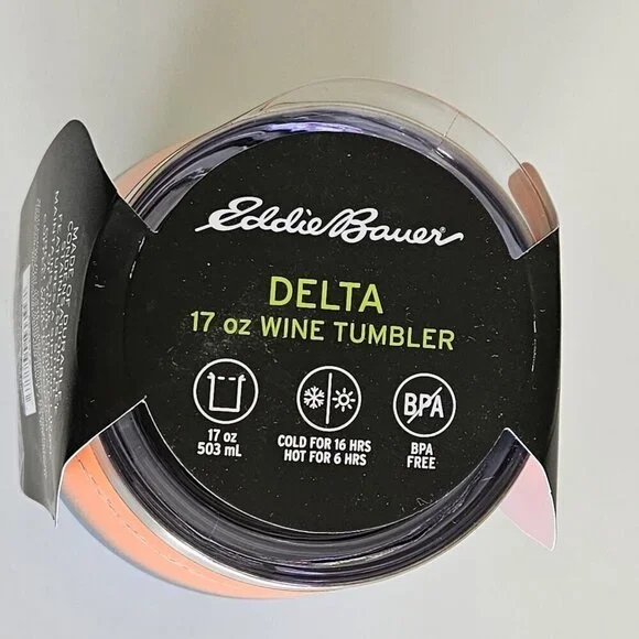 Eddie Bauer Delta Wine Tumbler Stainless Steel 17oz 503ml Hot 6 Cold 16 Hrs Lid - Picture 9 of 12